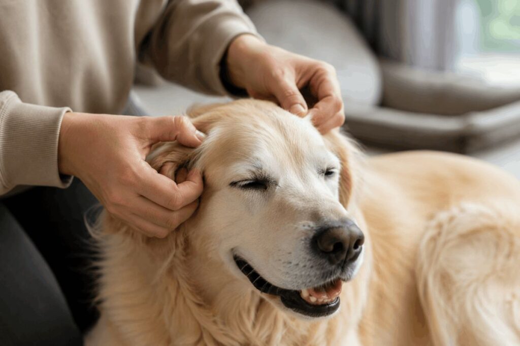 ear massage for dog anxiety