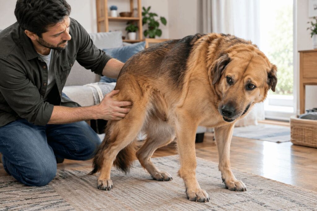 Dog showing warning signs of bloat or GDV